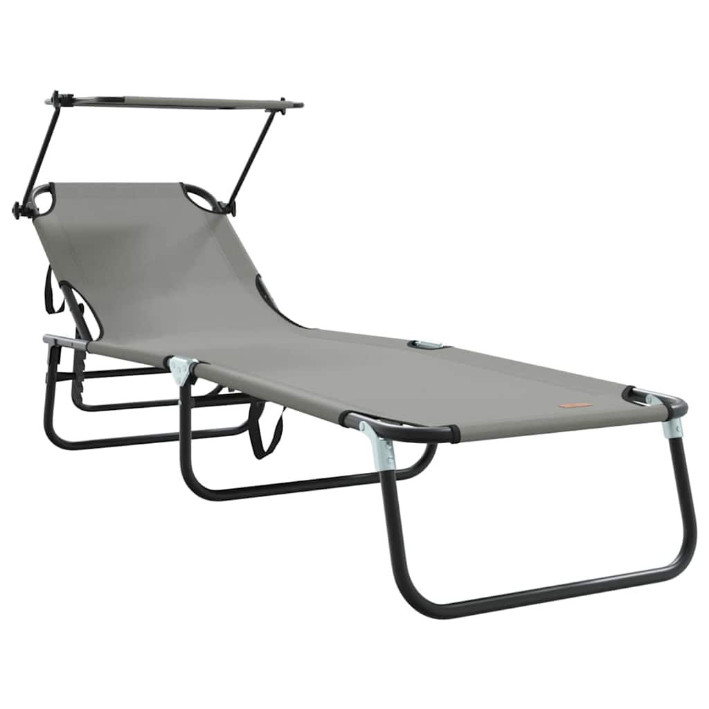 vidaXL Składany leżak Szary 190 x 57 x 81 cm oxford