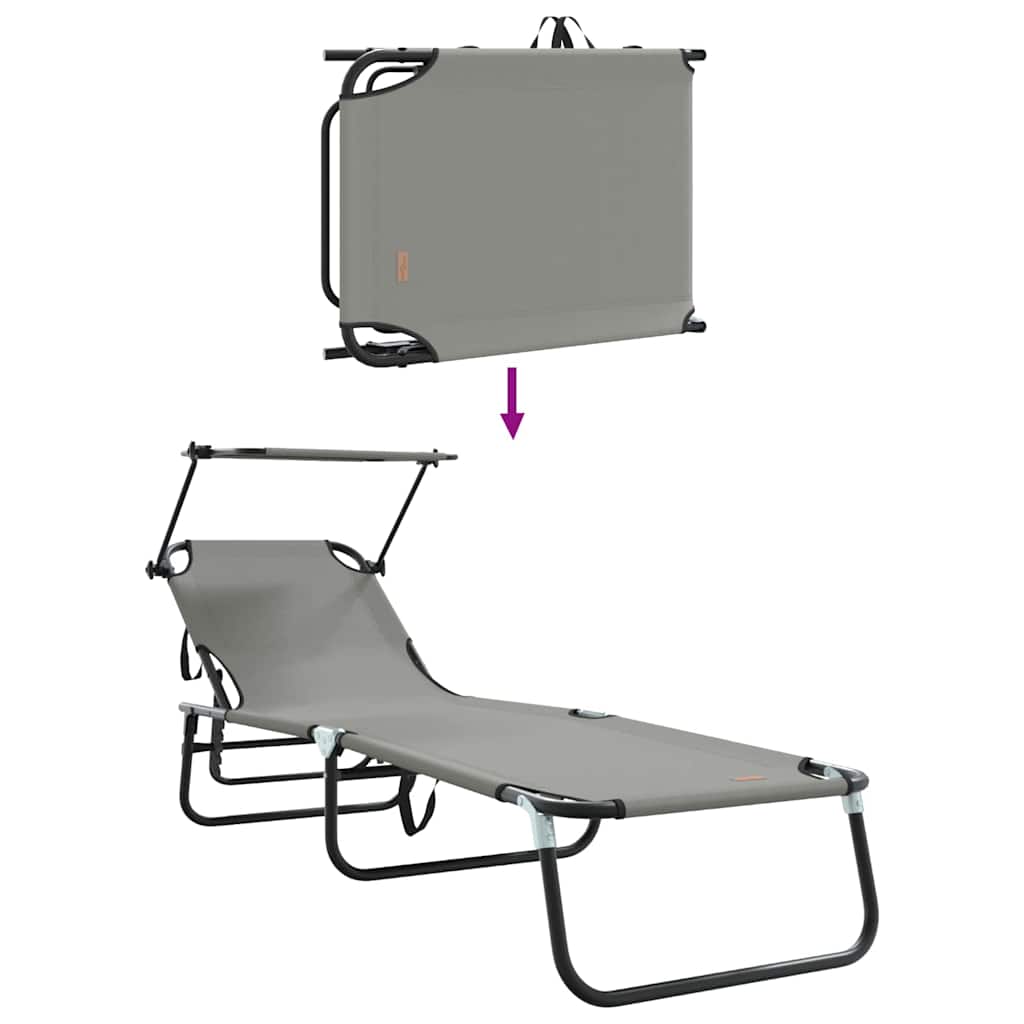 vidaXL Składany leżak Szary 190 x 57 x 81 cm oxford