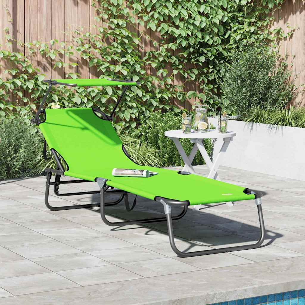 vidaXL Składany leżak Zielony 190 x 57 x 81 cm oxford