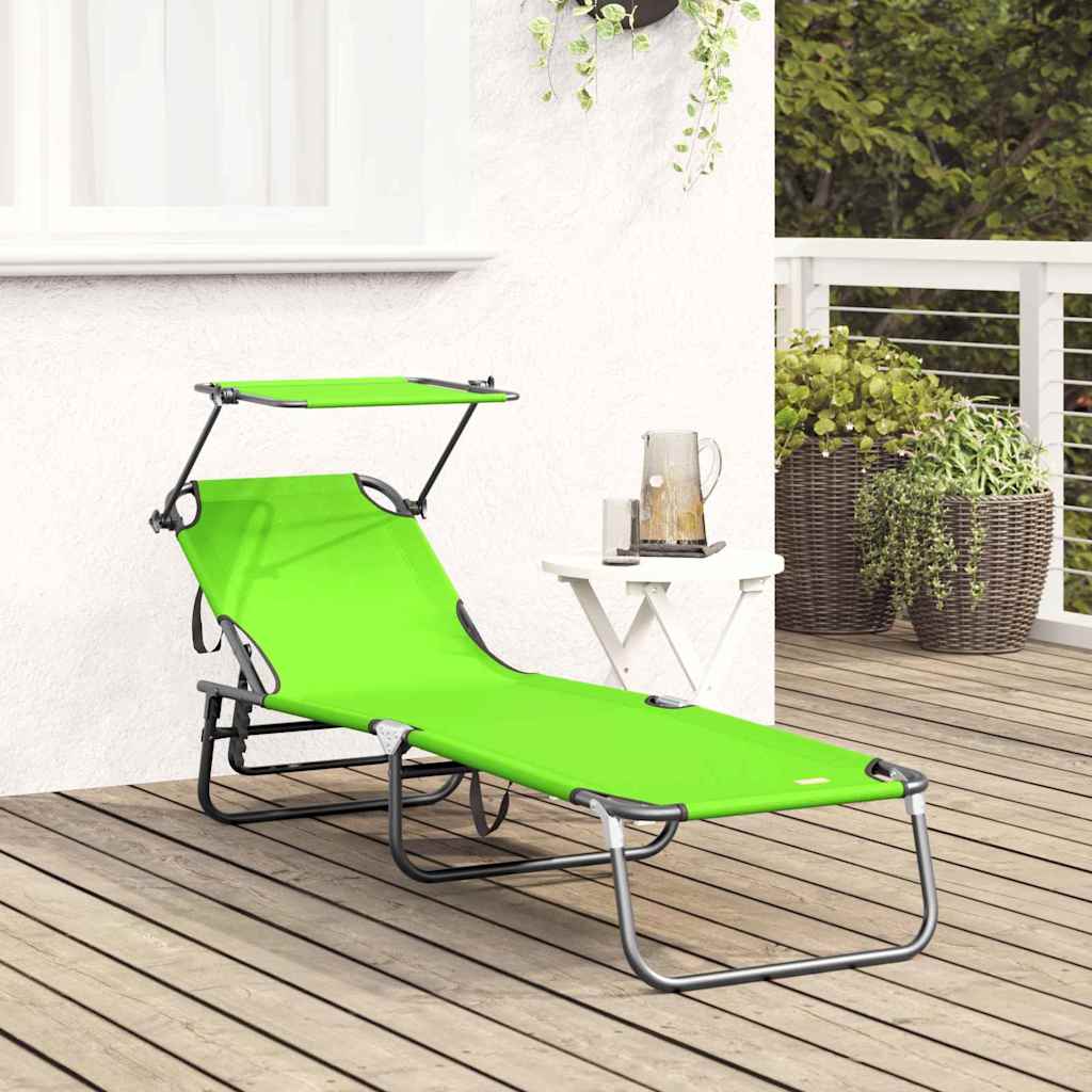 vidaXL Składany leżak Zielony 190 x 57 x 81 cm oxford