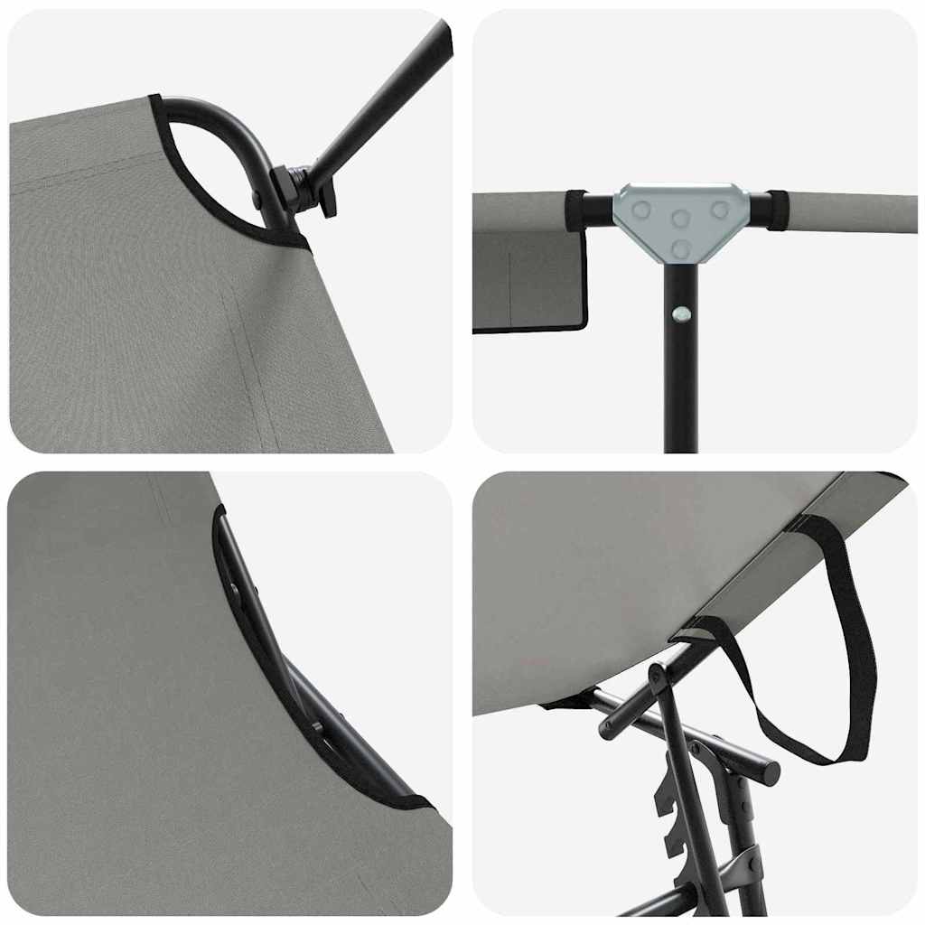 vidaXL Składany leżak 2 pcs Szary 190 x 57 x 81 cm oxford