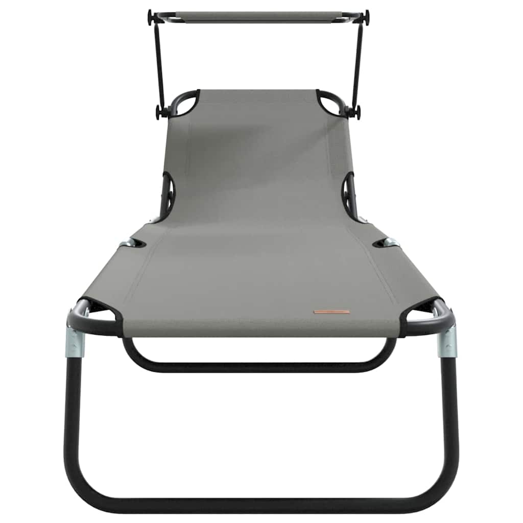 vidaXL Składany leżak 2 pcs Szary 190 x 57 x 81 cm oxford