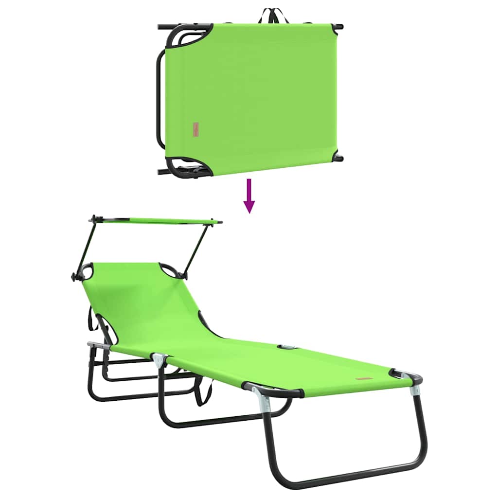 vidaXL Składany leżak 2 pcs Zielony 190 x 57 x 81 cm oxford