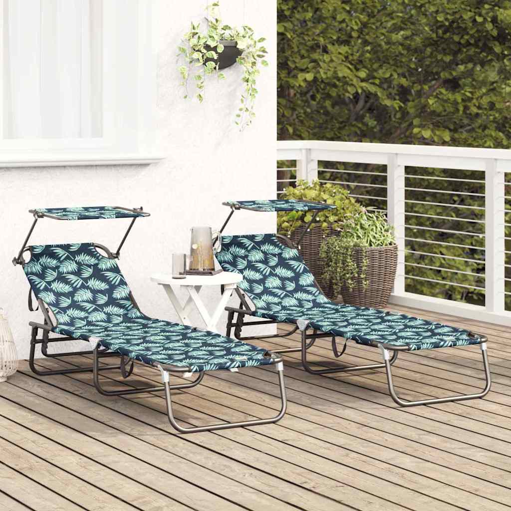 vidaXL Składany leżak 2 pcs Wielokolorowe 190 x 57 x 81 cm oxford