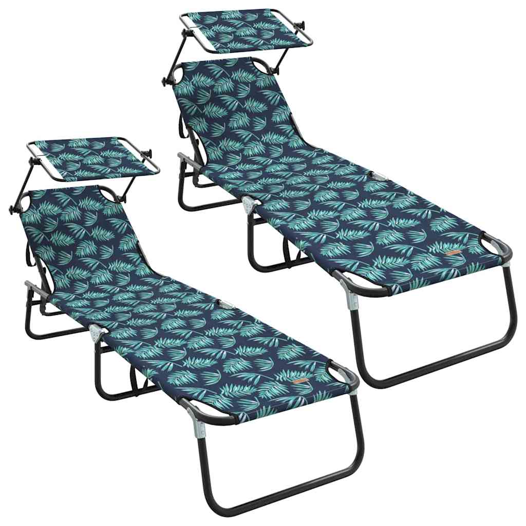 vidaXL Składany leżak 2 pcs Wielokolorowe 190 x 57 x 81 cm oxford