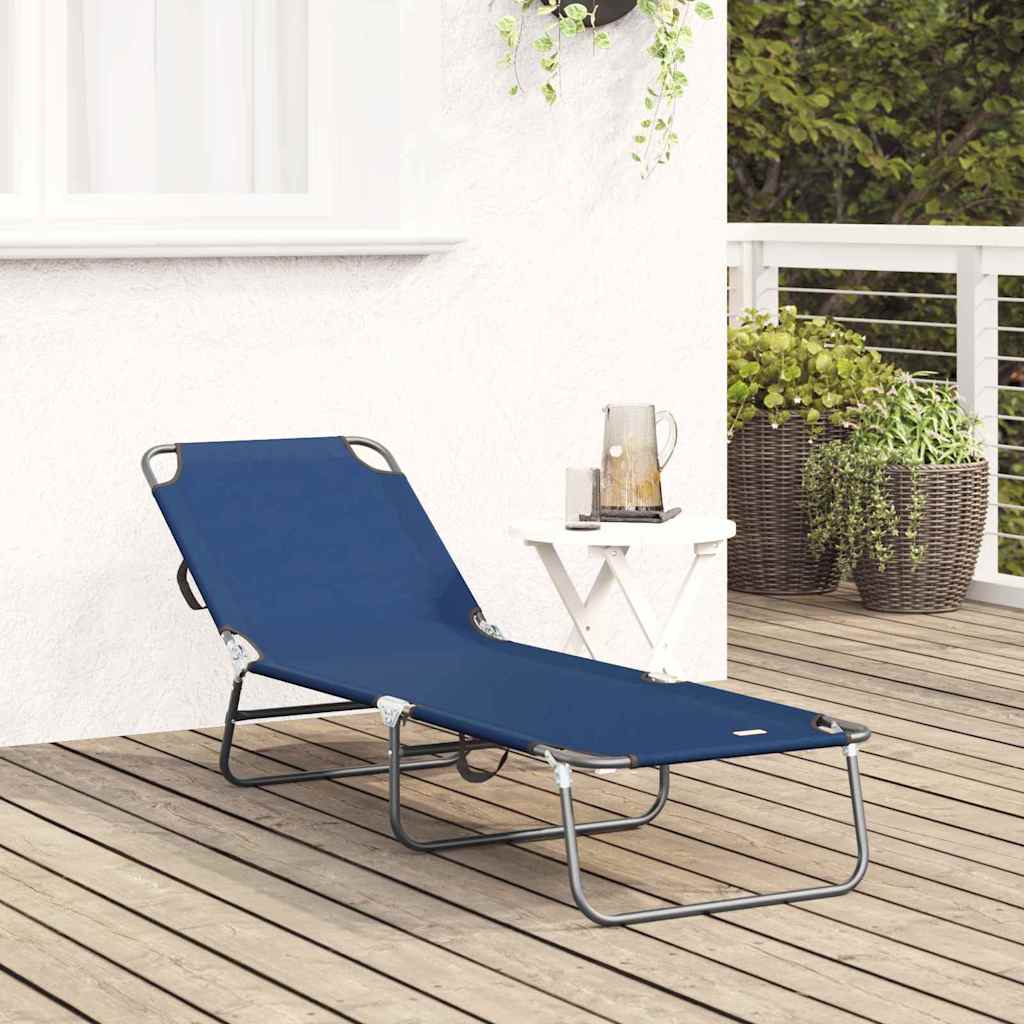 vidaXL Składany leżak Niebieski 188 x 57 x 86,5 cm Poliester