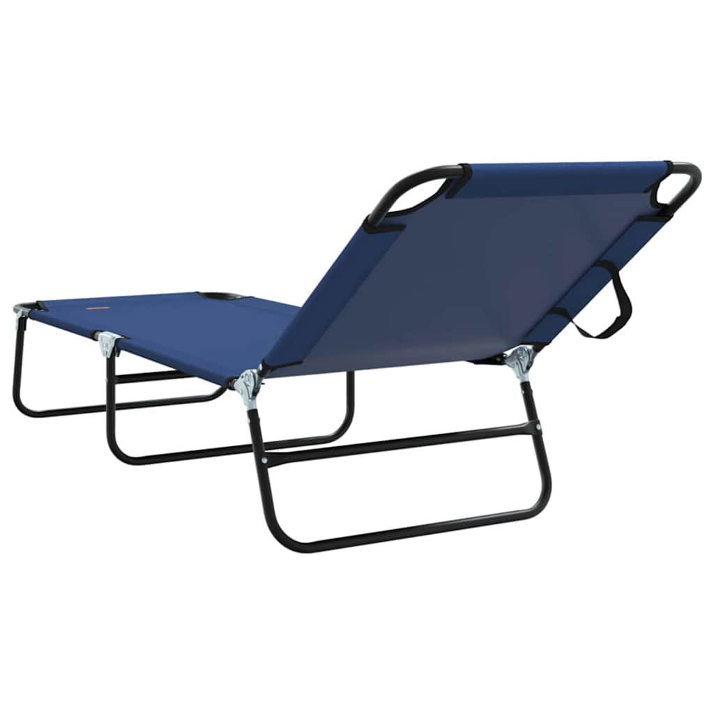 vidaXL Składany leżak Niebieski 188 x 57 x 86,5 cm Poliester