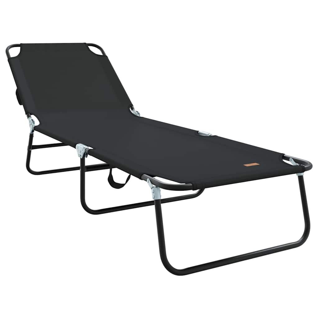 vidaXL Składany leżak Czarny 188 x 57 x 86,5 cm Poliester