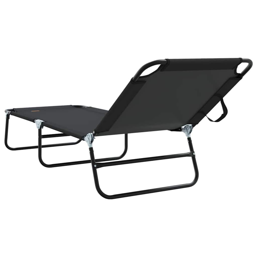 vidaXL Składany leżak Czarny 188 x 57 x 86,5 cm Poliester