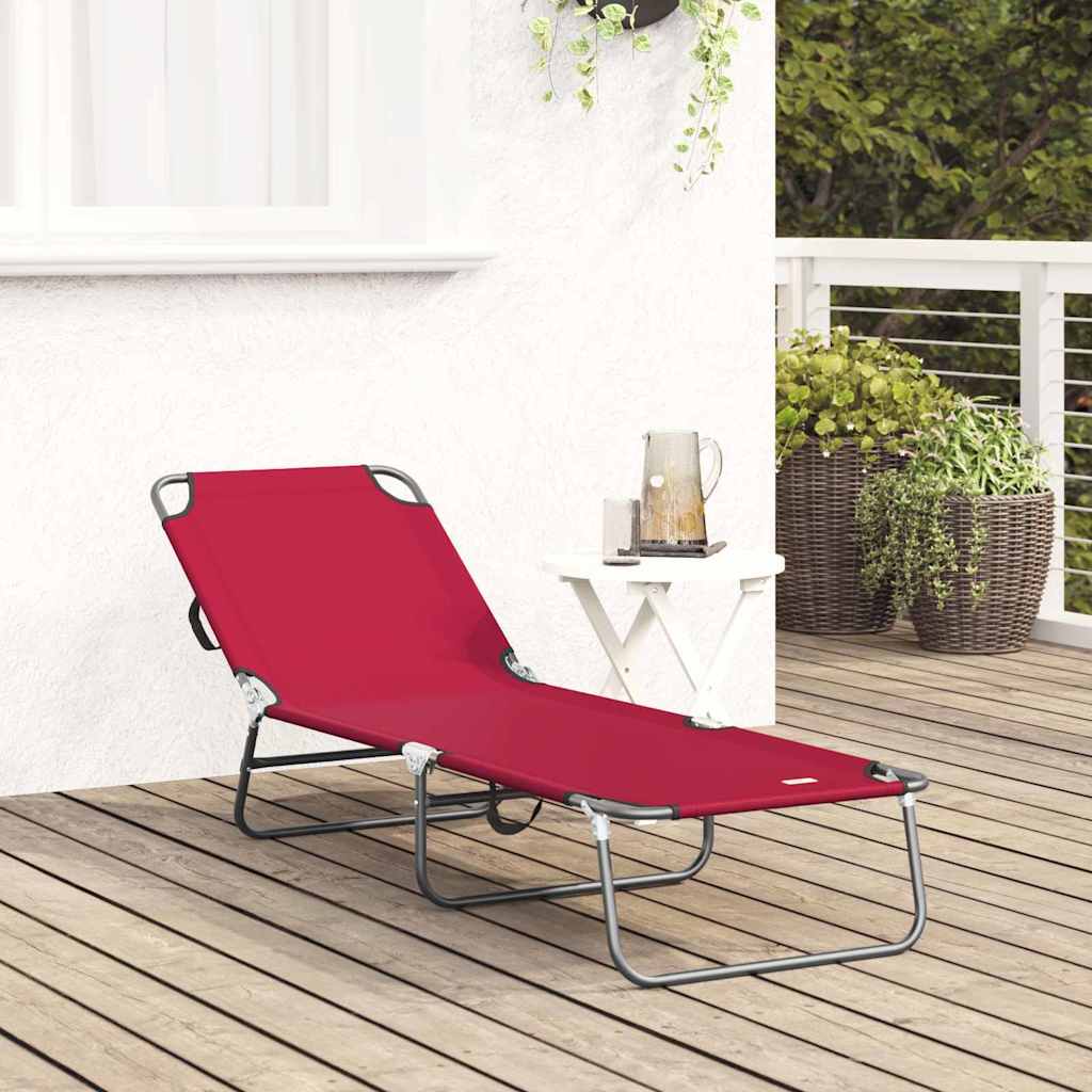 vidaXL Składany leżak Czerwony 188 x 57 x 86,5 cm Poliester