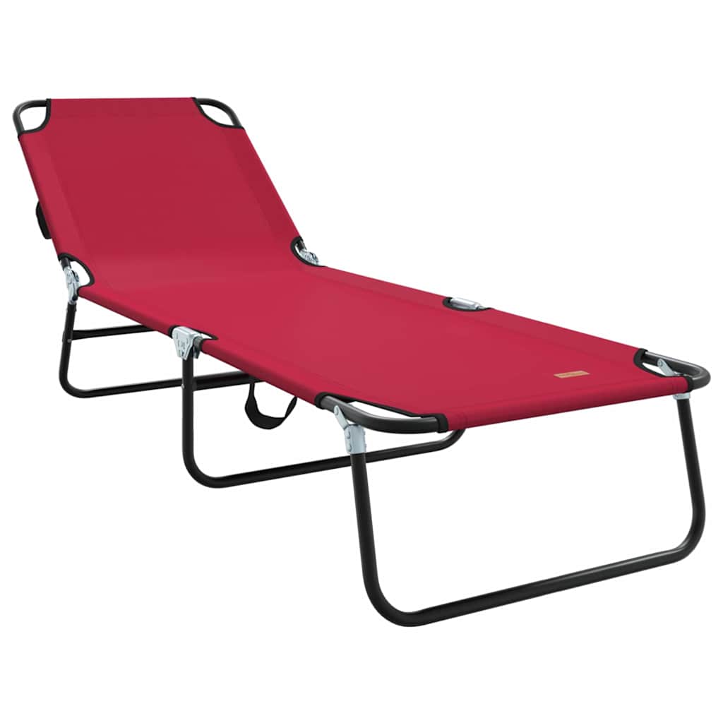 vidaXL Składany leżak Czerwony 188 x 57 x 86,5 cm Poliester