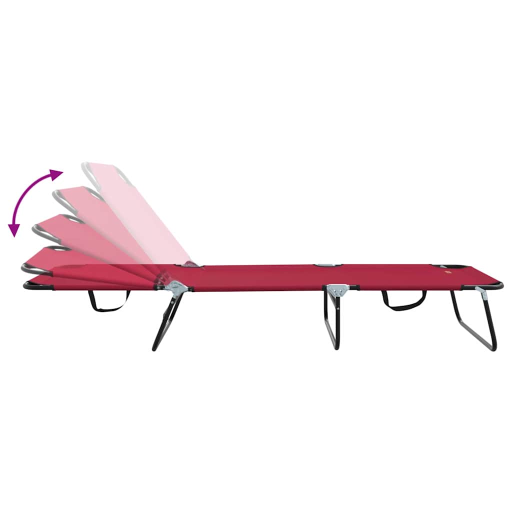 vidaXL Składany leżak Czerwony 188 x 57 x 86,5 cm Poliester