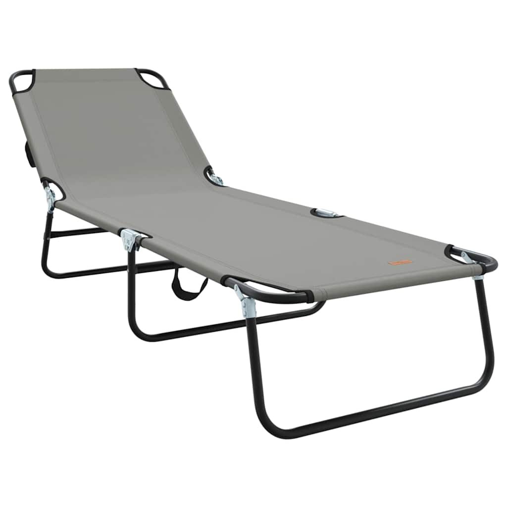 vidaXL Składany leżak Szary 188 x 57 x 86,5 cm Poliester