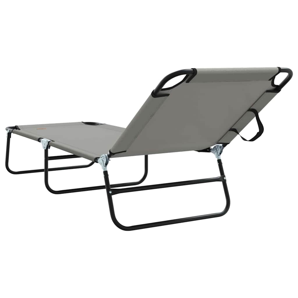 vidaXL Składany leżak Szary 188 x 57 x 86,5 cm Poliester