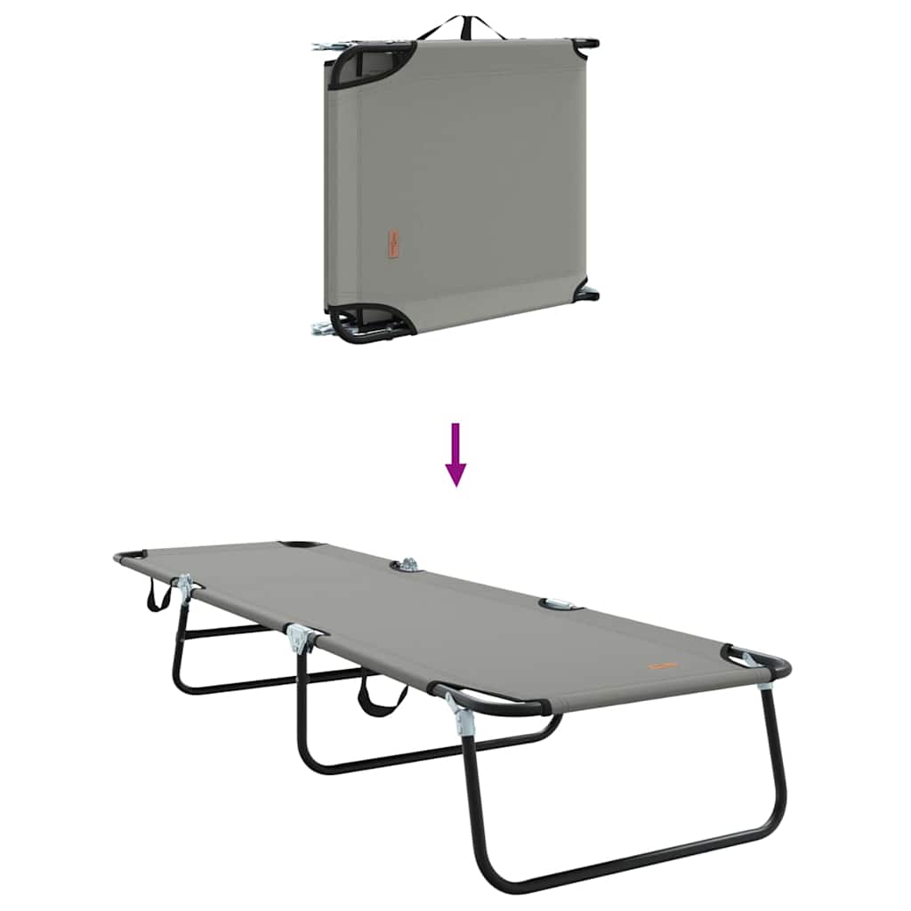 vidaXL Składany leżak Szary 188 x 57 x 86,5 cm Poliester