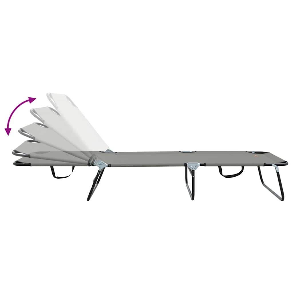 vidaXL Składany leżak Szary 188 x 57 x 86,5 cm Poliester