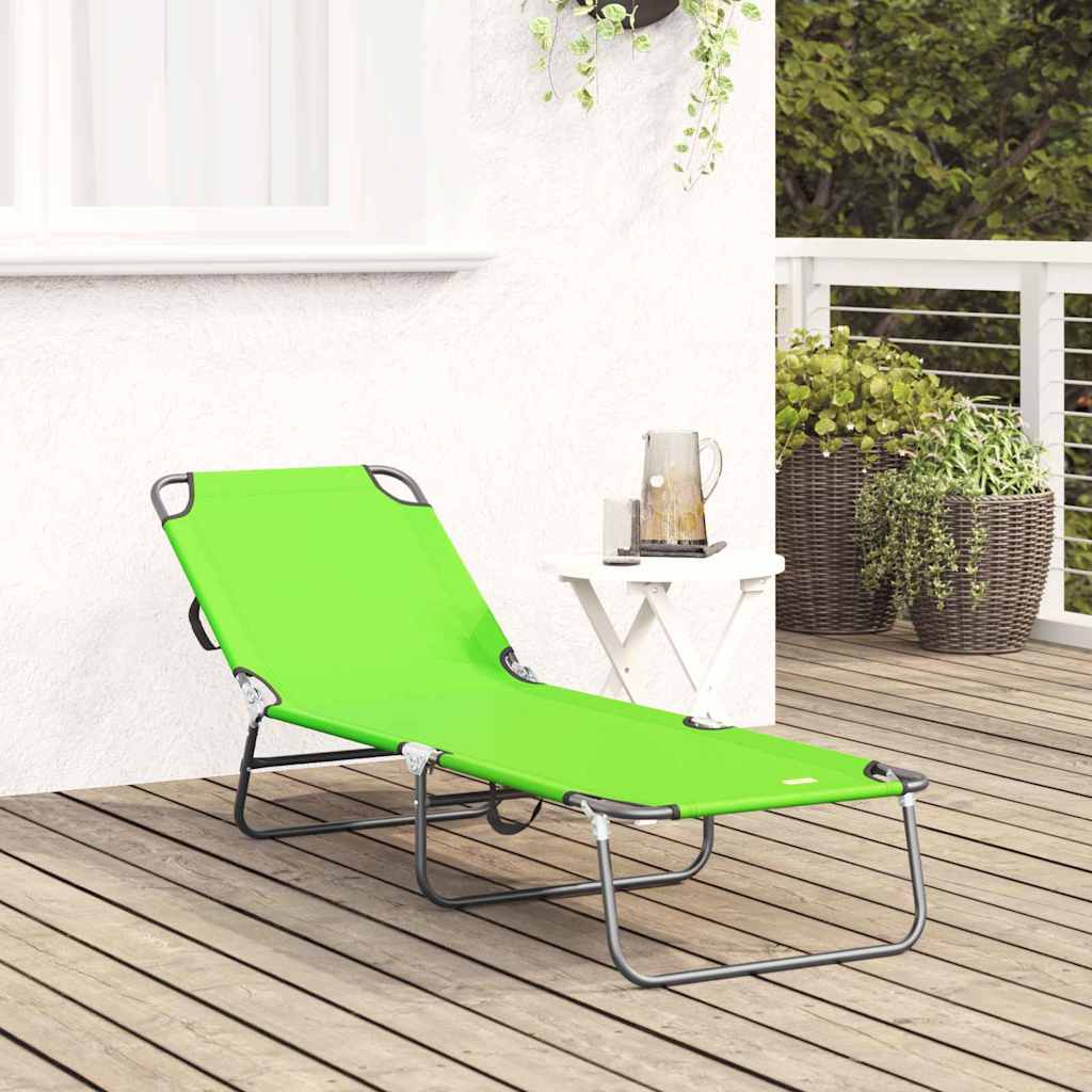 vidaXL Składany leżak Zielony 188 x 57 x 86,5 cm Poliester