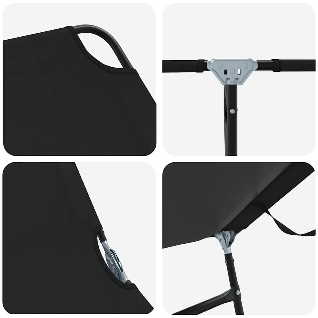 vidaXL Składany leżak 2 pcs Czarny 188 x 57 x 86,5 cm Poliester