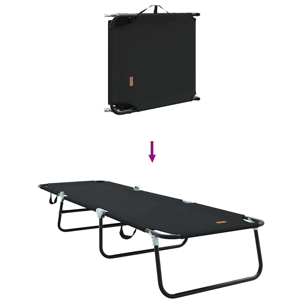 vidaXL Składany leżak 2 pcs Czarny 188 x 57 x 86,5 cm Poliester