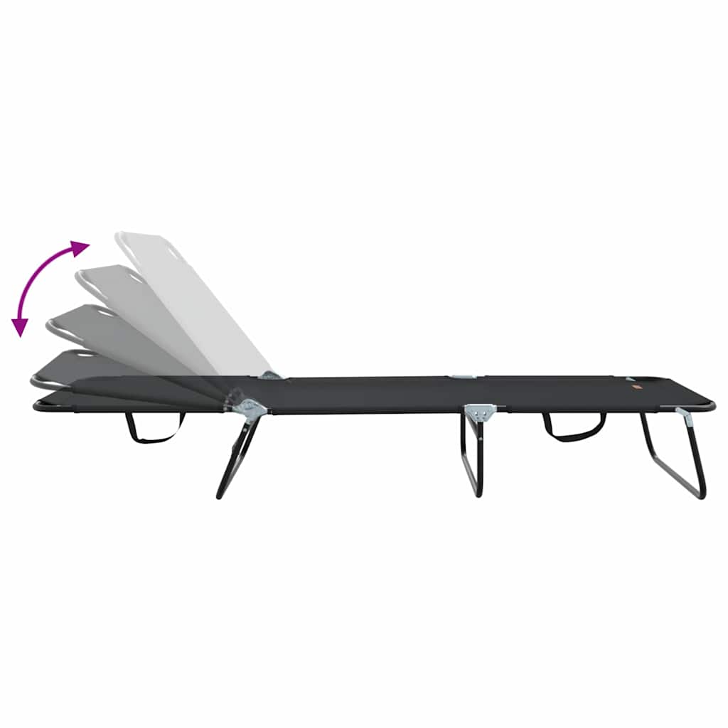 vidaXL Składany leżak 2 pcs Czarny 188 x 57 x 86,5 cm Poliester