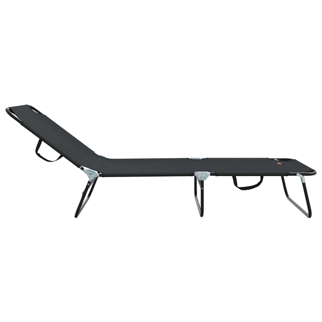 vidaXL Składany leżak 2 pcs Czarny 188 x 57 x 86,5 cm Poliester
