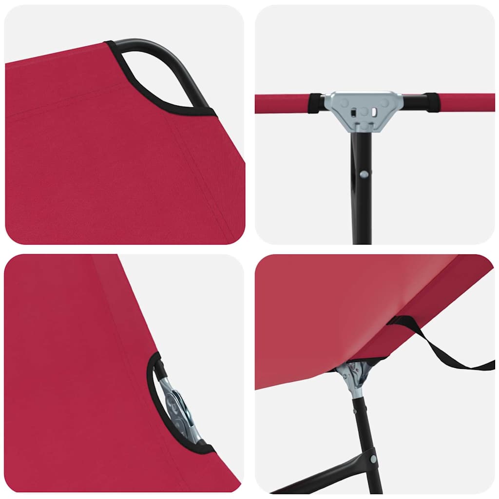 vidaXL Składany leżak 2 pcs Czerwony 188 x 57 x 86,5 cm Poliester