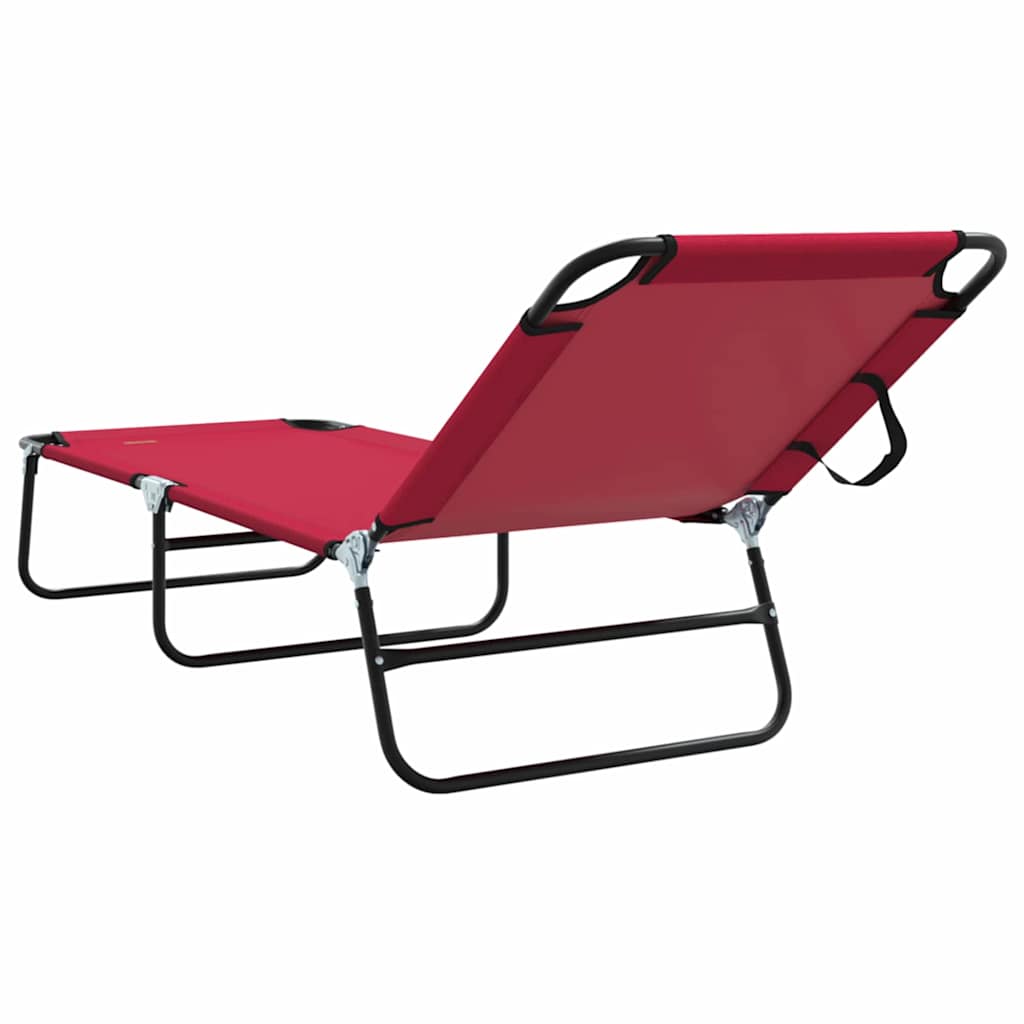 vidaXL Składany leżak 2 pcs Czerwony 188 x 57 x 86,5 cm Poliester