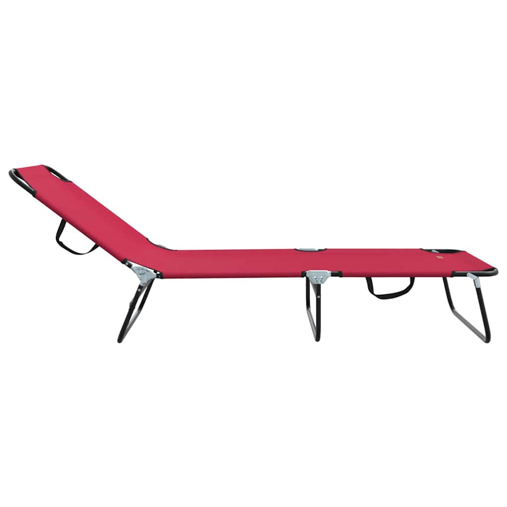 vidaXL Składany leżak 2 pcs Czerwony 188 x 57 x 86,5 cm Poliester