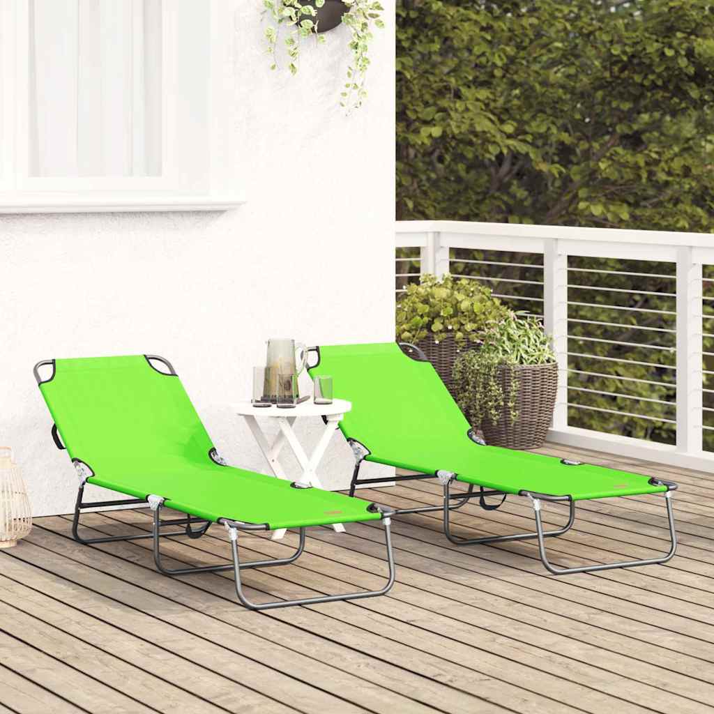vidaXL Składany leżak 2 pcs Zielony 188 x 57 x 86,5 cm Poliester