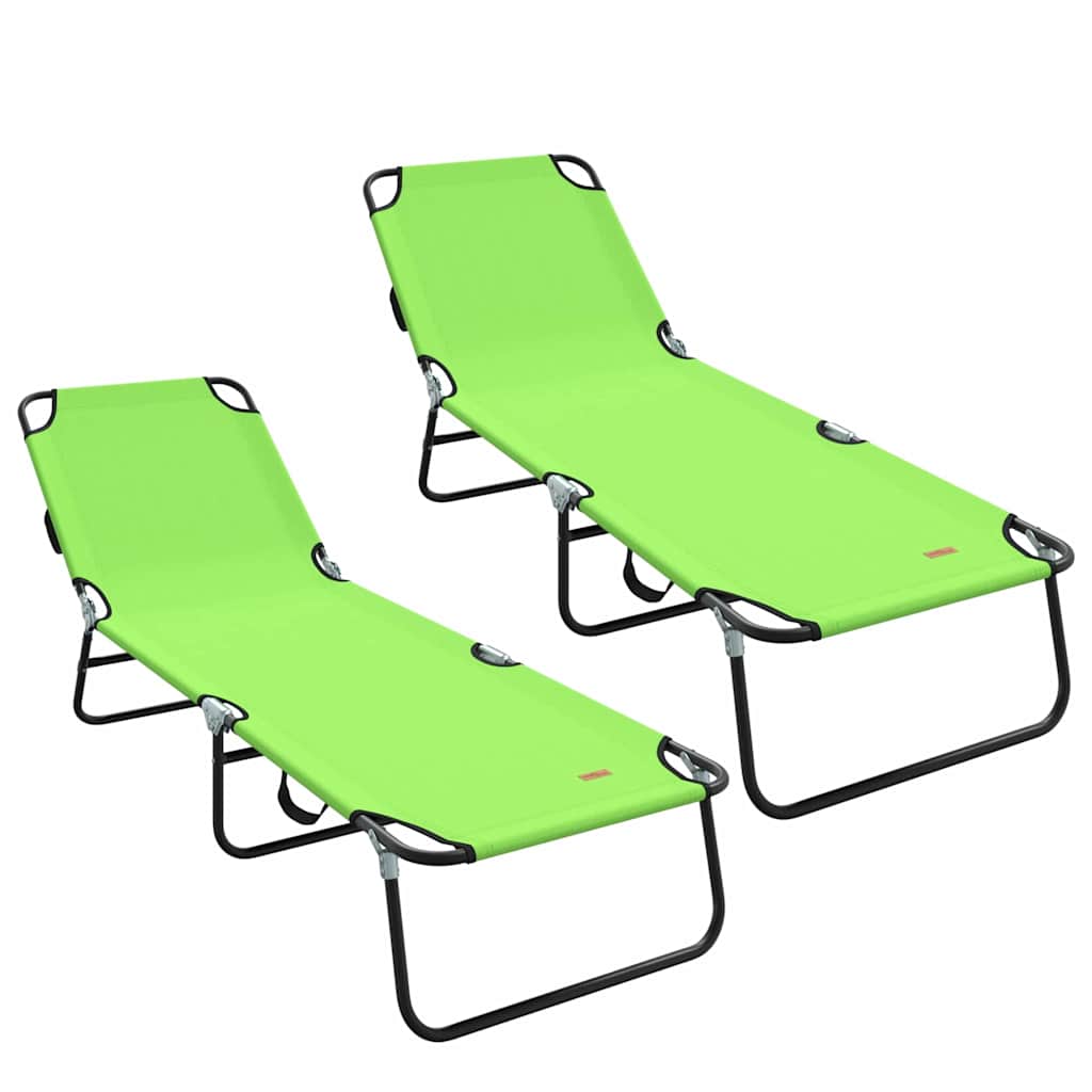 vidaXL Składany leżak 2 pcs Zielony 188 x 57 x 86,5 cm Poliester