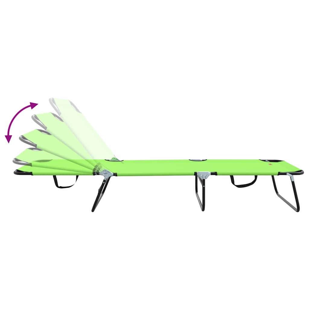 vidaXL Składany leżak 2 pcs Zielony 188 x 57 x 86,5 cm Poliester
