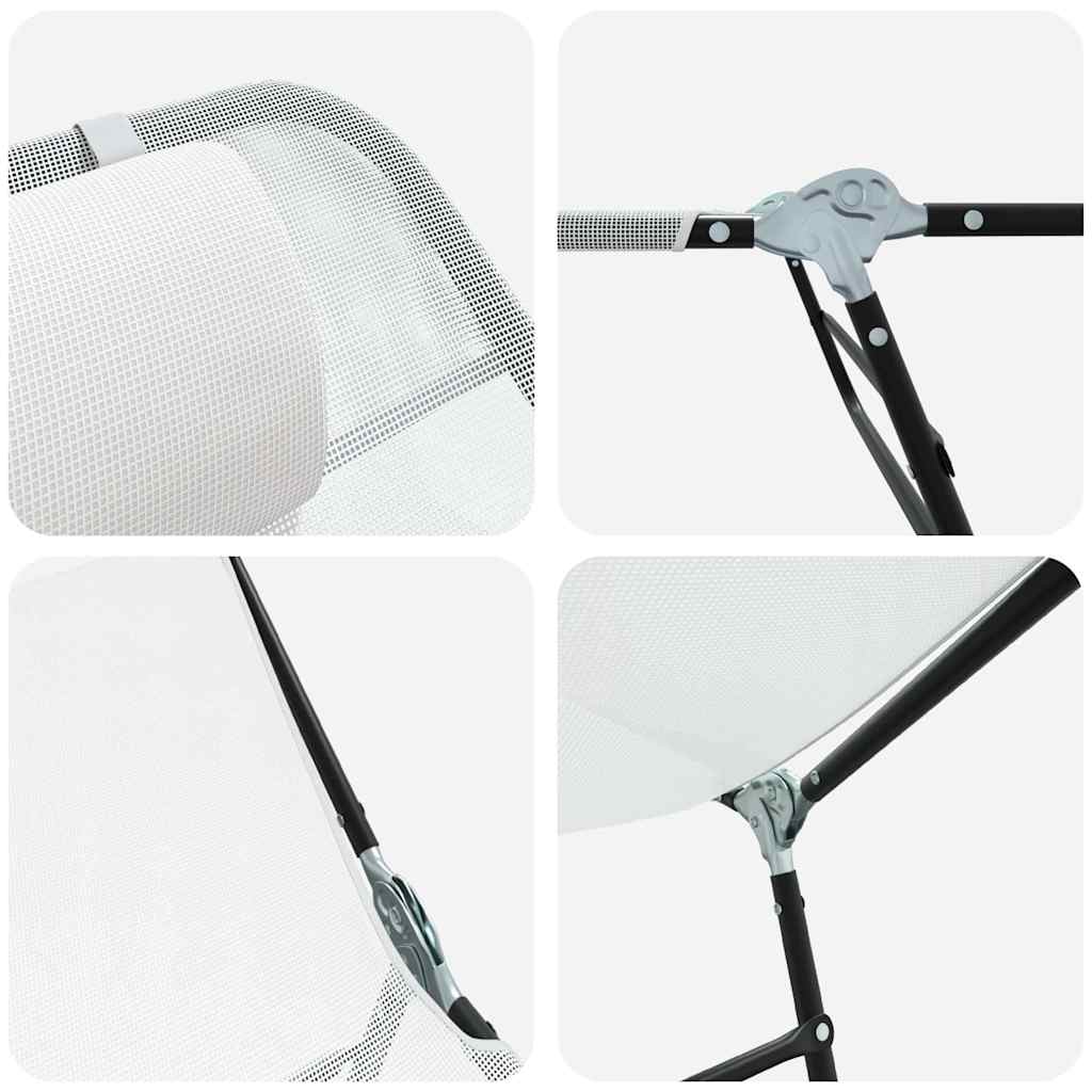 vidaXL Składany leżak Kremowy 182 x 55 x 85,5 cm Textilene