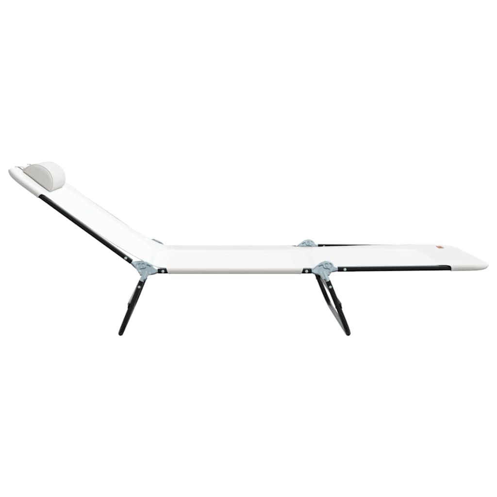 vidaXL Składany leżak Kremowy 182 x 55 x 85,5 cm Textilene