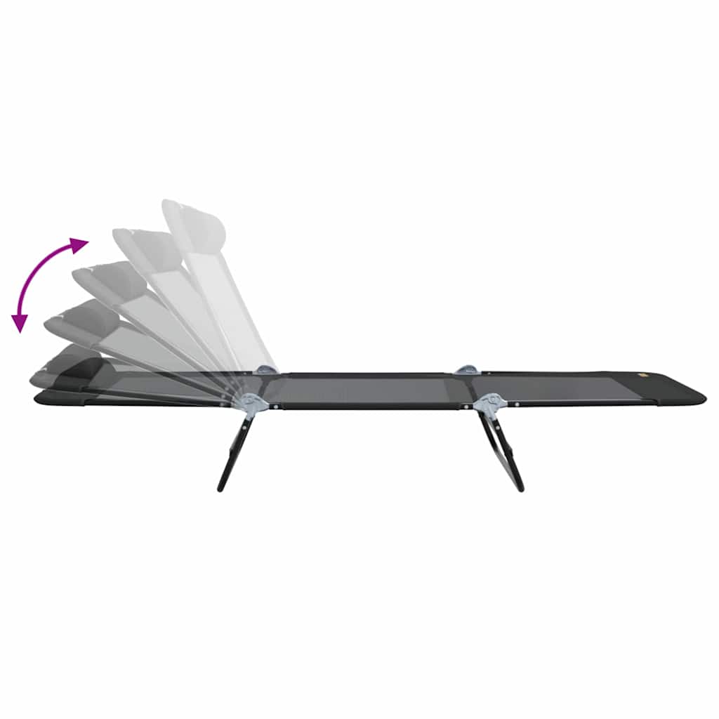 vidaXL Składany leżak Czarny 182 x 55 x 85,5 cm Textilene
