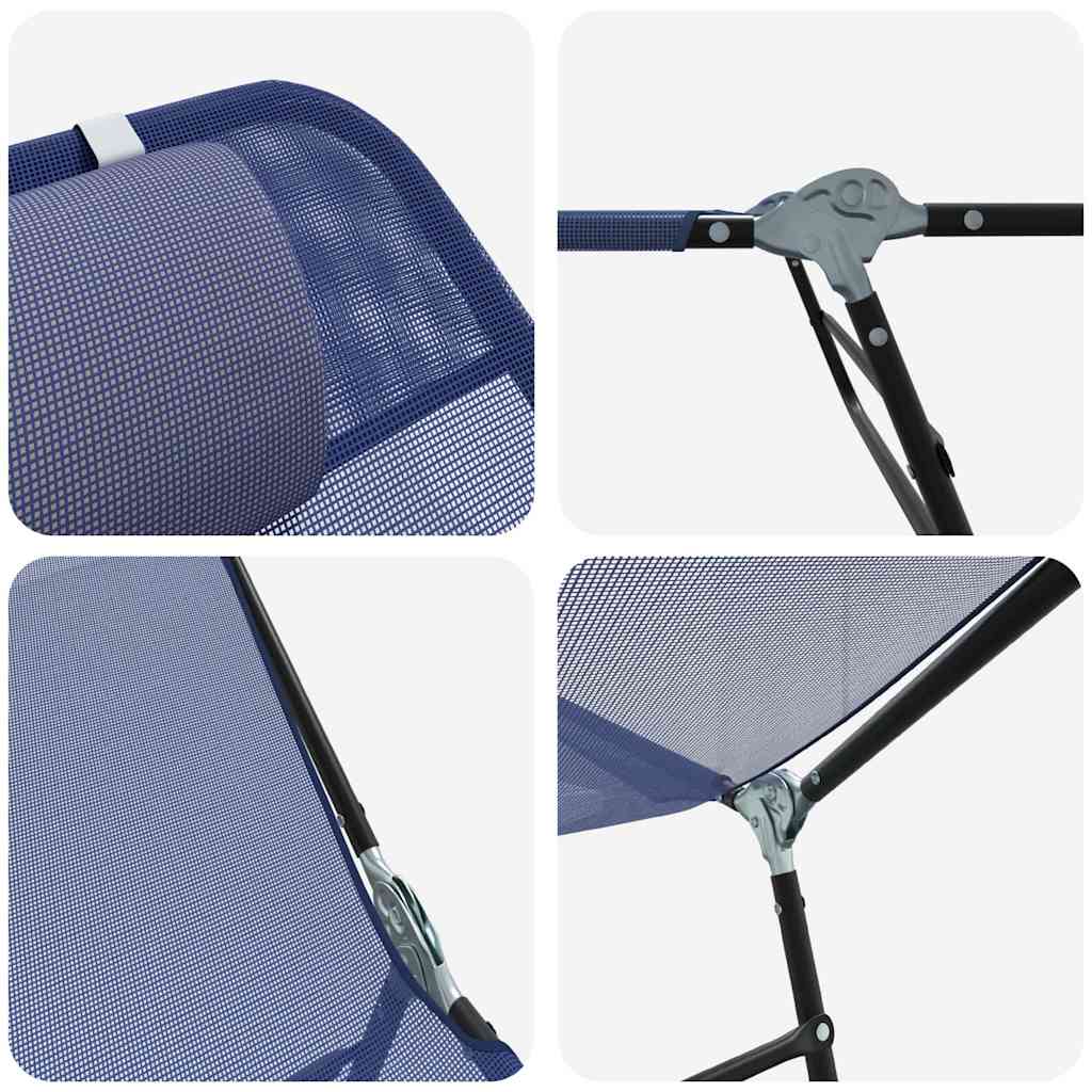 vidaXL Składany leżak Granatowy 182 x 55 x 85,5 cm Textilene