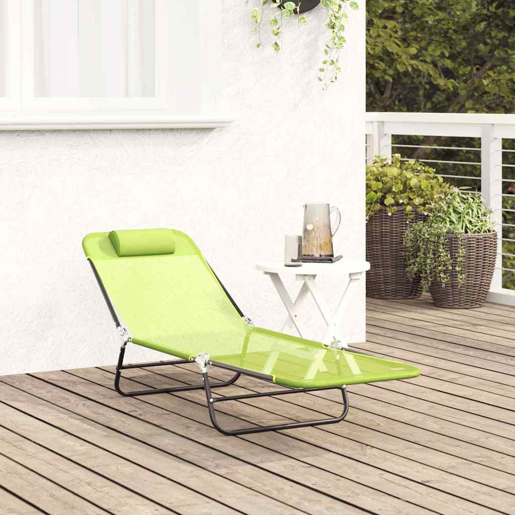 vidaXL Składany leżak Zielony 182 x 55 x 85,5 cm Textilene