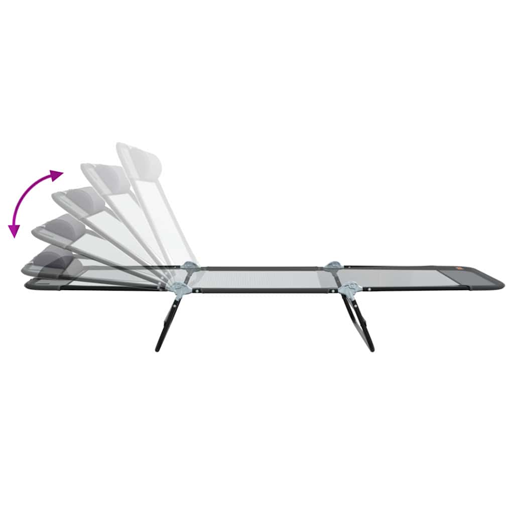 vidaXL Składany leżak Szary 182 x 55 x 85,5 cm Textilene