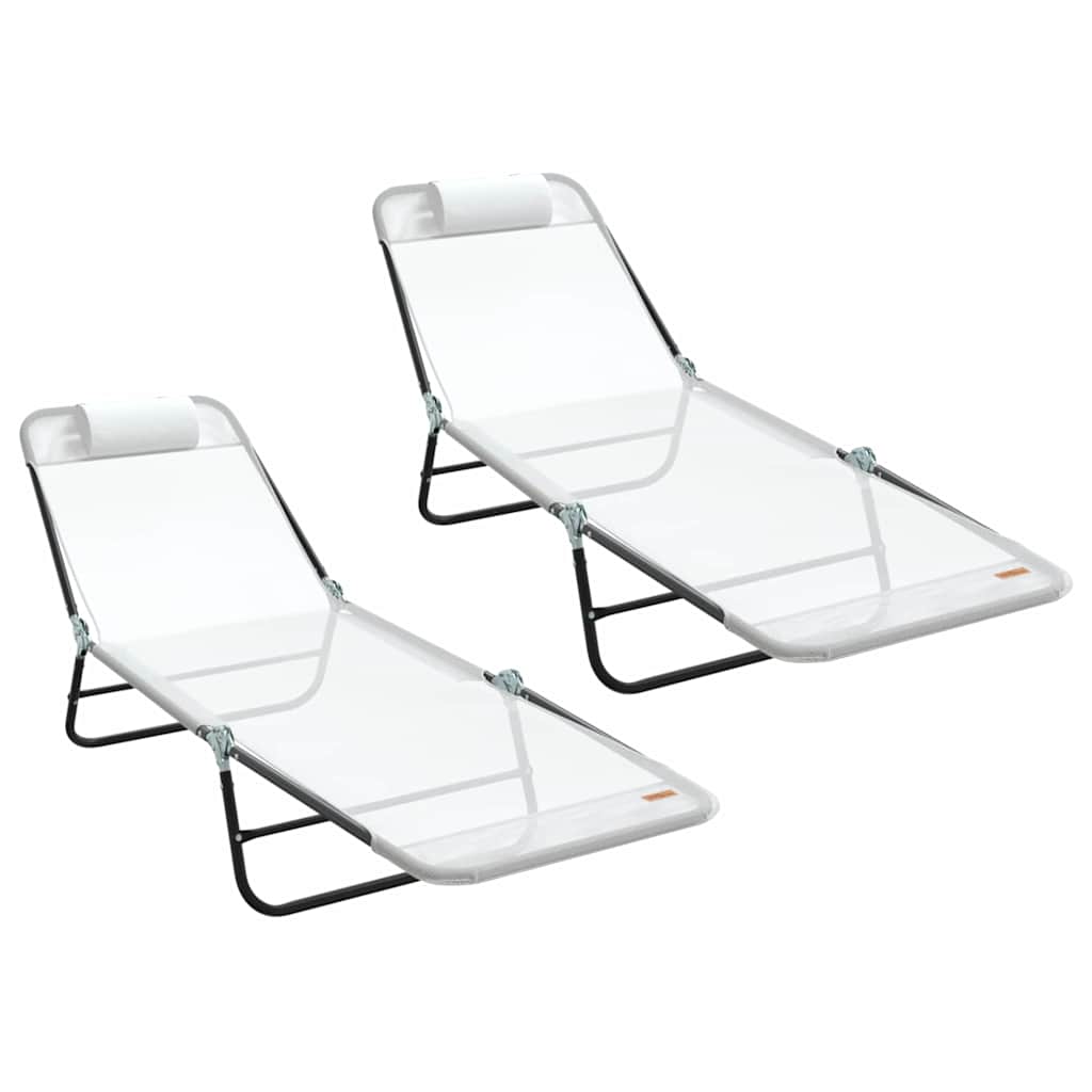 vidaXL Składany leżak 2 pcs Kremowy 182 x 55 x 85,5 cm Textilene