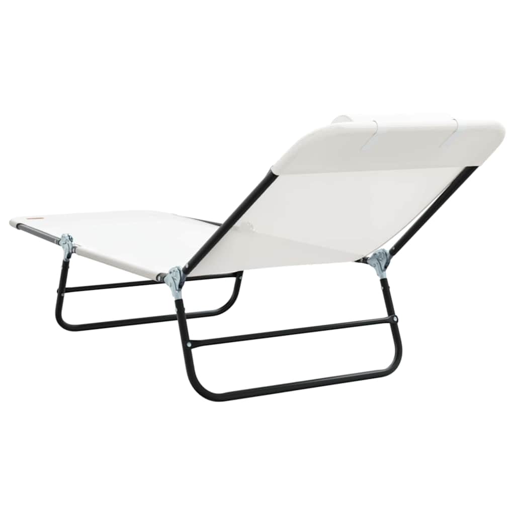 vidaXL Składany leżak 2 pcs Kremowy 182 x 55 x 85,5 cm Textilene