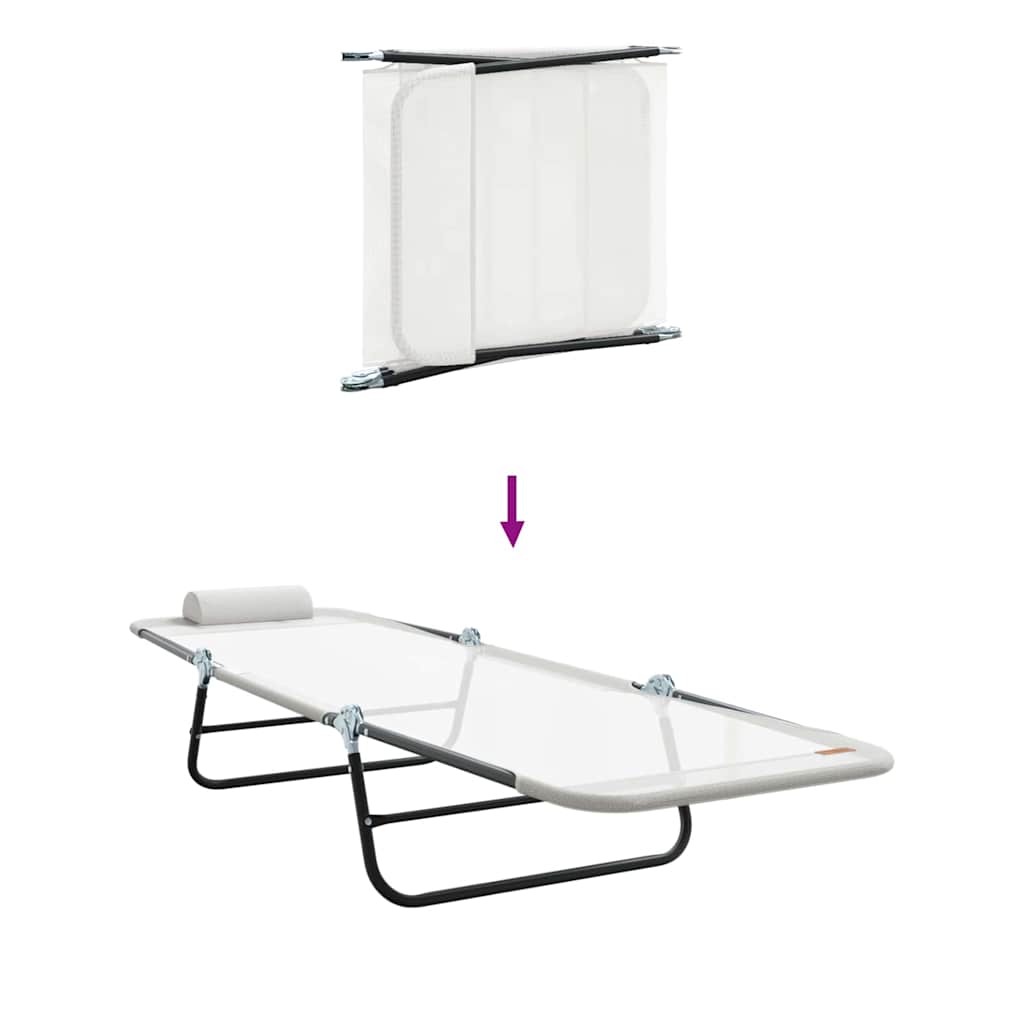vidaXL Składany leżak 2 pcs Kremowy 182 x 55 x 85,5 cm Textilene