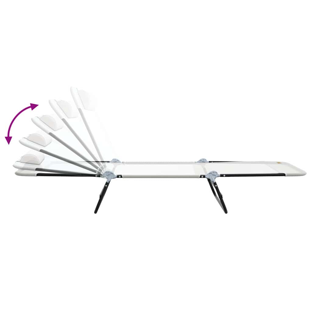 vidaXL Składany leżak 2 pcs Kremowy 182 x 55 x 85,5 cm Textilene