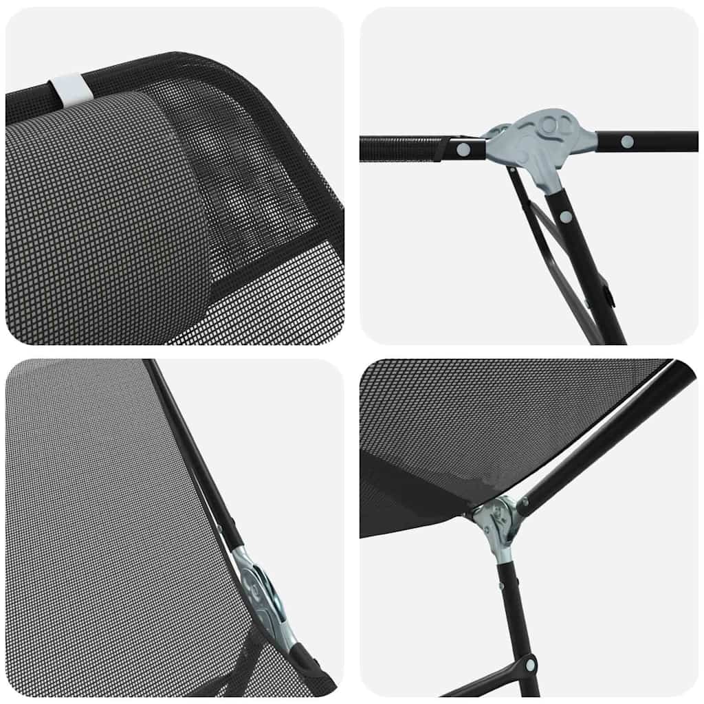 vidaXL Składany leżak 2 pcs Czarny 182 x 55 x 85,5 cm Textilene