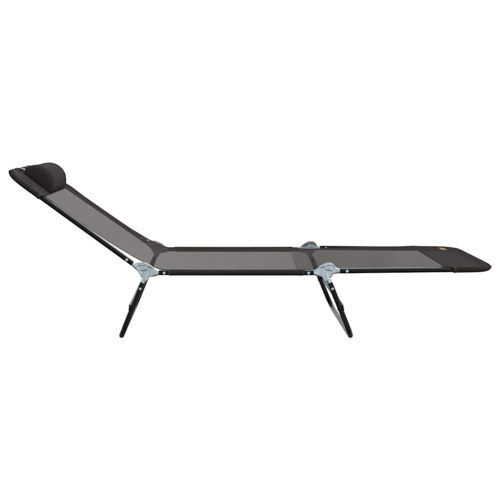vidaXL Składany leżak 2 pcs Czarny 182 x 55 x 85,5 cm Textilene