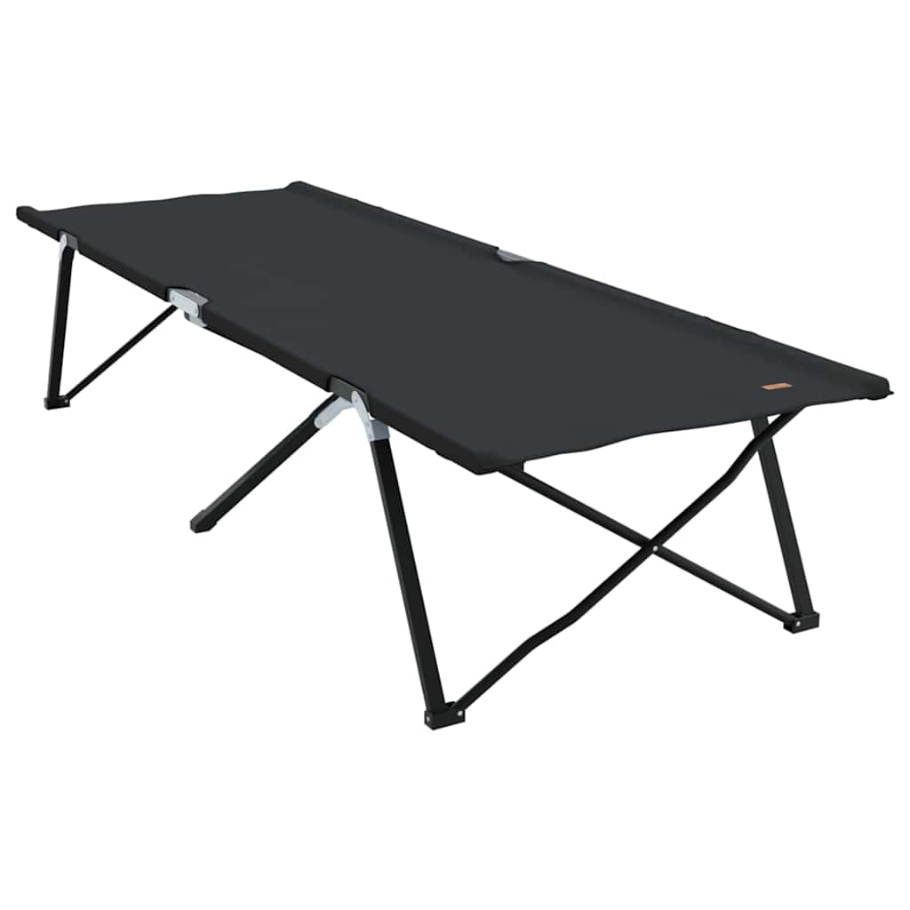 vidaXL Składane Łóżko Kempingowe Czarny 206 x 76 x 74 cm Oxford i stal