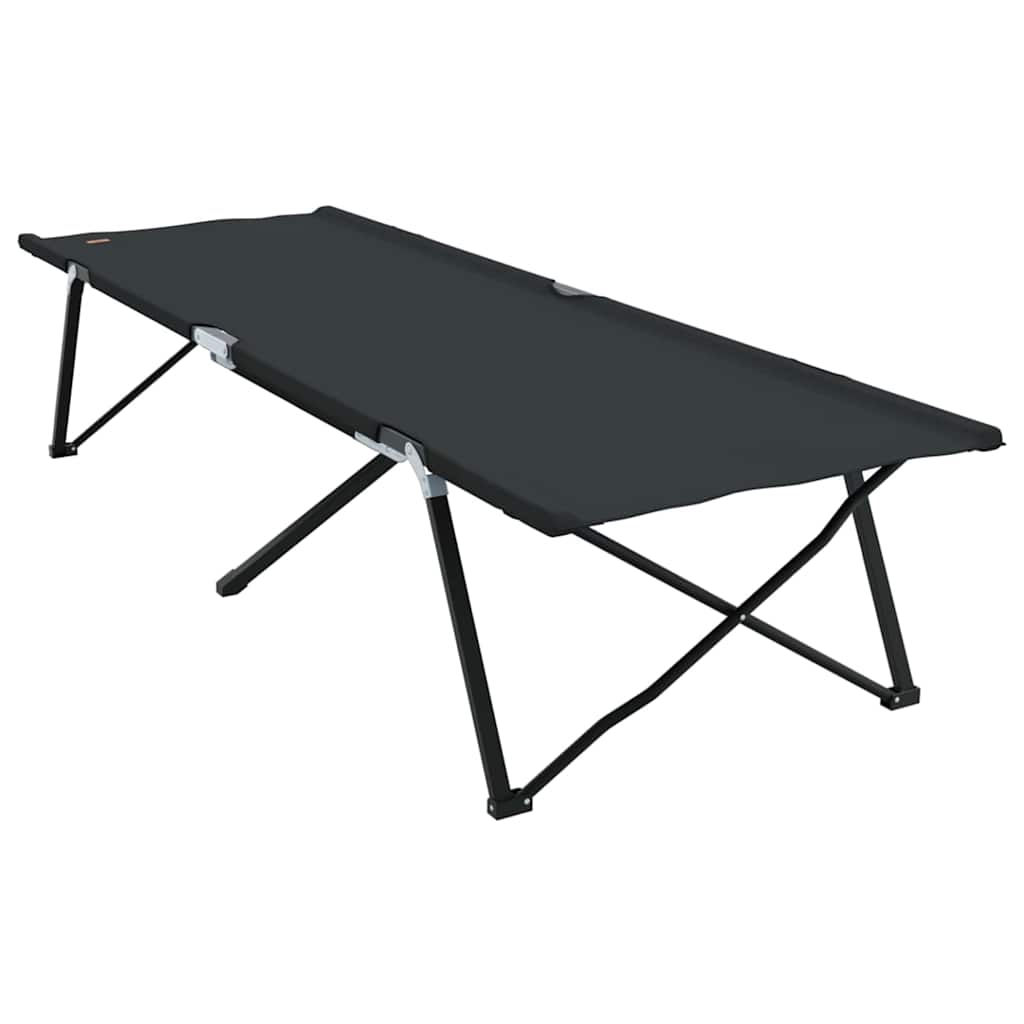 vidaXL Składane Łóżko Kempingowe Czarny 206 x 76 x 74 cm Oxford i stal