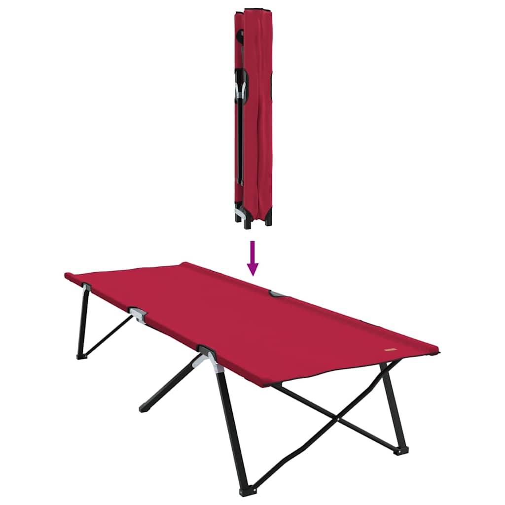 vidaXL Składane Łóżko Kempingowe Czerwony 206 x 76 x 74 cm