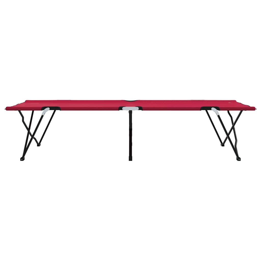 vidaXL Składane Łóżko Kempingowe Czerwony 206 x 76 x 74 cm