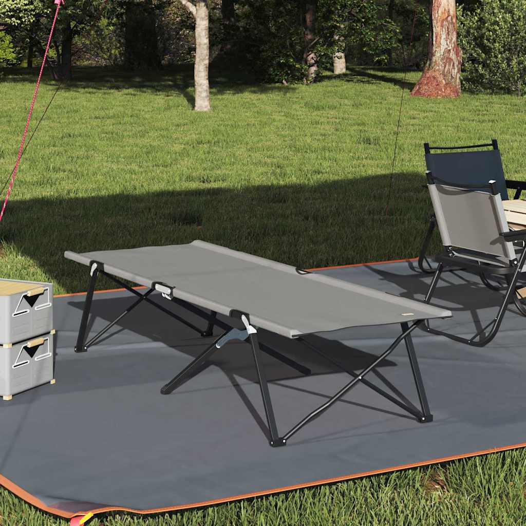 vidaXL Składane Łóżko Kempingowe Szary 206 x 76 x 74 cm Oxford i stal
