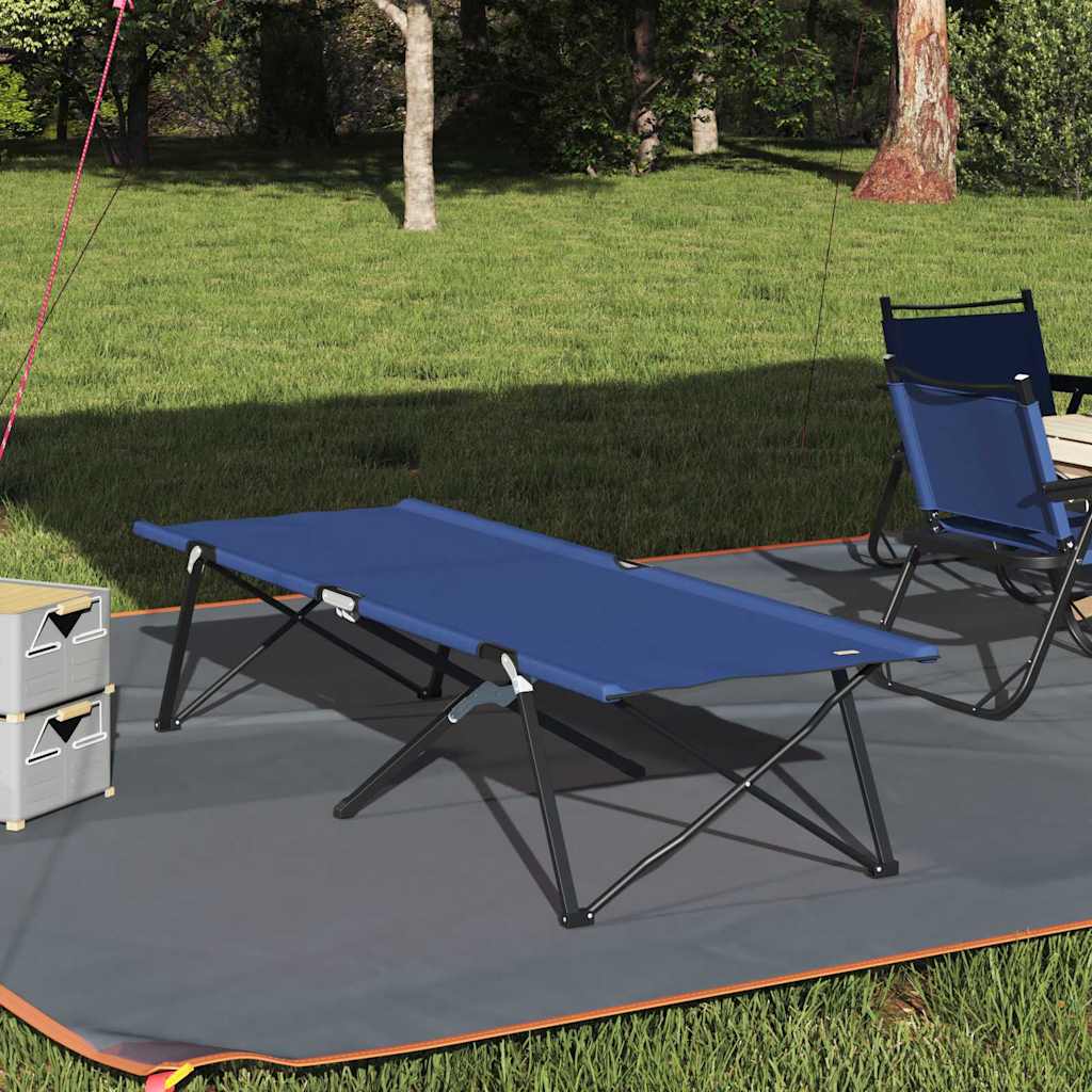 vidaXL Składane Łóżko Kempingowe 2 pcs Niebieski 206 x 76 x 74 cm