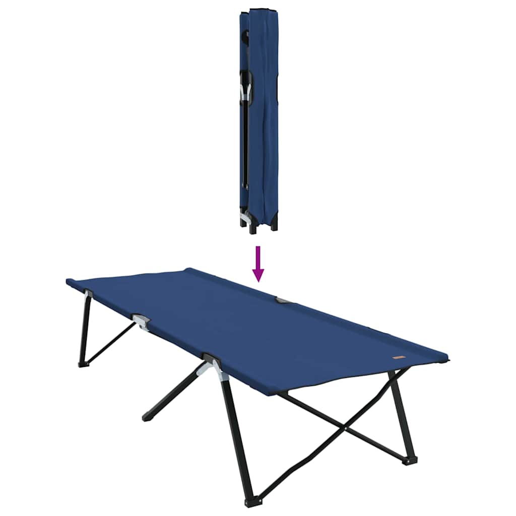 vidaXL Składane Łóżko Kempingowe 2 pcs Niebieski 206 x 76 x 74 cm